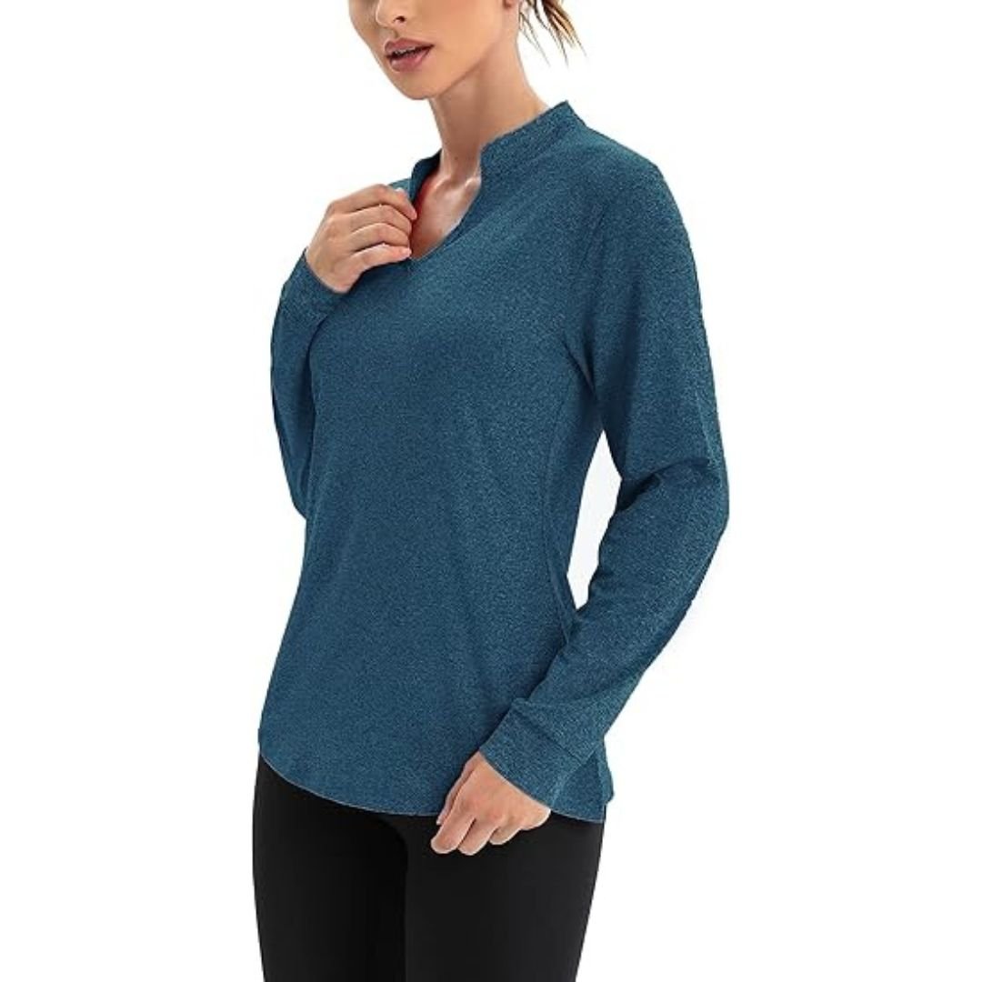 Long Sleeve Yoga Shirt with Side Slits - Image 2