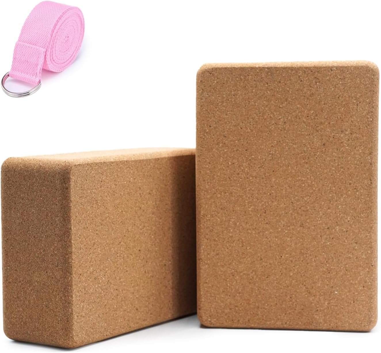 2 Cork Yoga Blocks with Strap