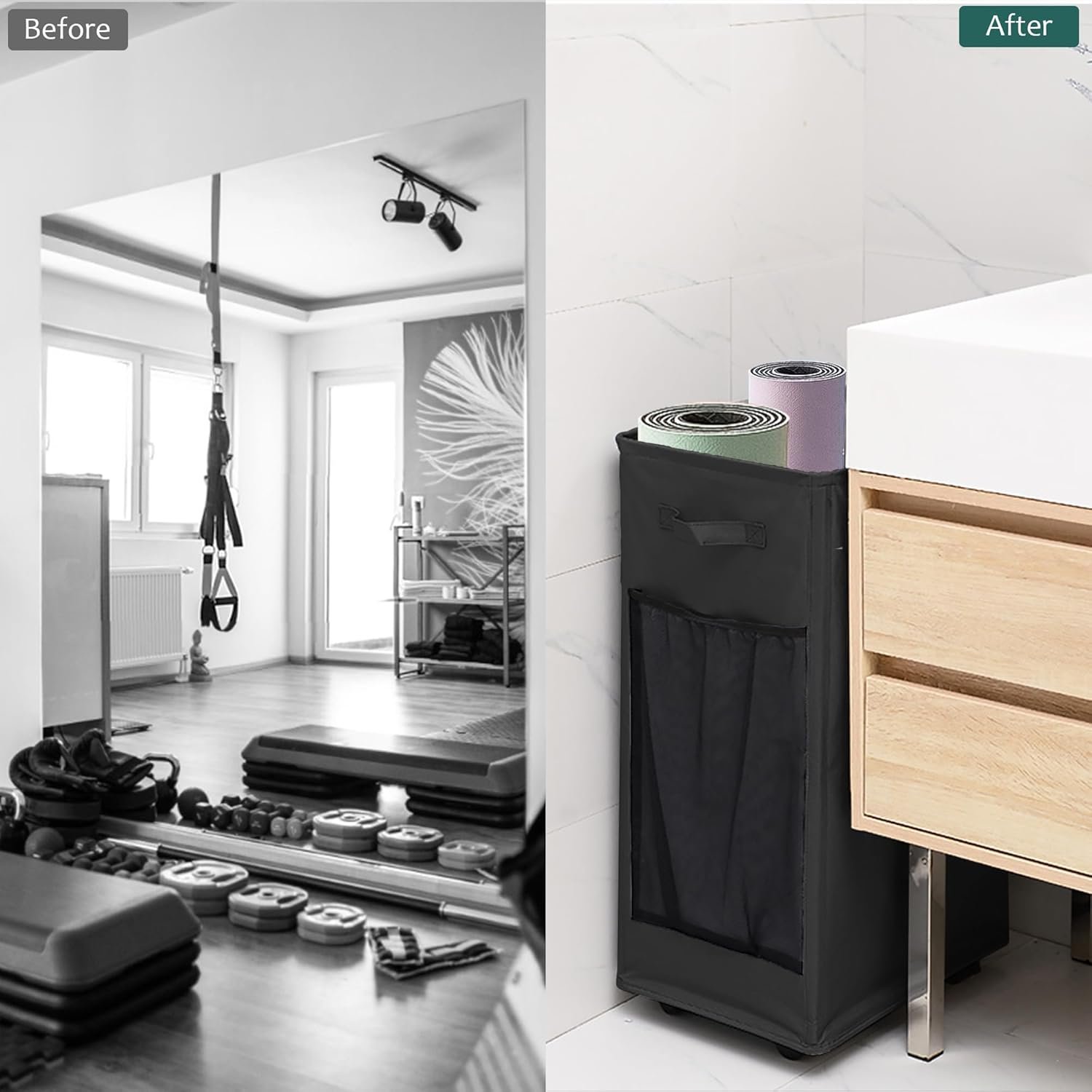 Yoga Mat Storage Rack with Wheels - Image 2