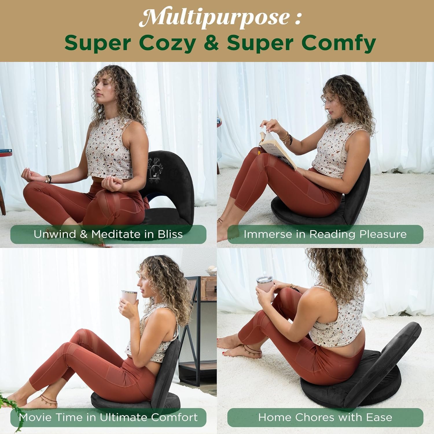 Premium Adjustable Meditation Floor Chair with Back Support - Image 2